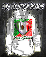 F031 Personalized Airbrushed Mexican Flag Heart Hoodie Sweatshirt