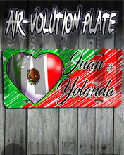 F031 Personalized Airbrushed Mexican Flag Heart License Plate Tag