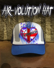 F033 Personalized Airbrushed British Flag Heart Snapback Trucker Hat