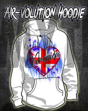 F033 Personalized Airbrushed British Flag Heart Hoodie Sweatshirt