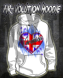 F033 Personalized Airbrushed British Flag Heart Hoodie Sweatshirt