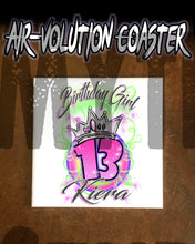 F037 Personalized Airbrushed Birthday Girl Ceramic Coaster