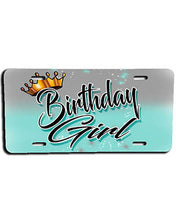 F038 Personalized Airbrushed Birthday Girl Crown License Plate Tag