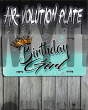 F038 Personalized Airbrushed Birthday Girl Crown License Plate Tag