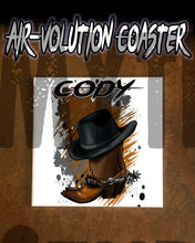 F040 Personalized Airbrushed Cowboy Boots and Hat Ceramic Coaster