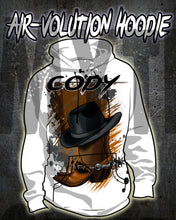 F040 Personalized Airbrushed Cowboy Boots and Hat Hoodie Sweatshirt