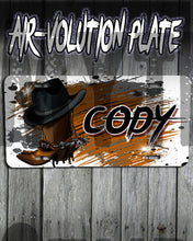 F040 Personalized Airbrushed Cowboy Boots and Hat License Plate Tag