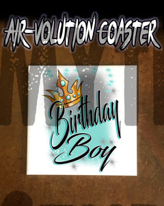 F042 Personalized Airbrushed Birthday Boy Ceramic Coaster