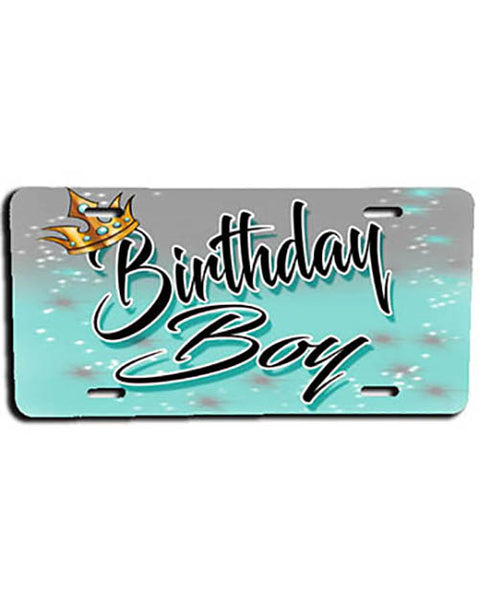 F042 Personalized Airbrushed Birthday Boy Crown License Plate Tag