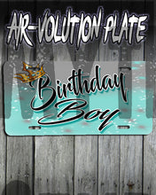 F042 Personalized Airbrushed Birthday Boy Crown License Plate Tag