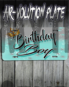 F042 Personalized Airbrushed Birthday Boy Crown License Plate Tag
