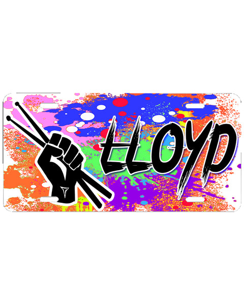 F056 Digitally Airbrush Painted Personalized Custom Drum Sticks Music and Cat Woman    Auto License Plate Tag