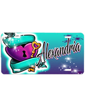 F058 Digitally Airbrush Painted Personalized Custom Keyed Heart Ribbon    Auto License Plate Tag