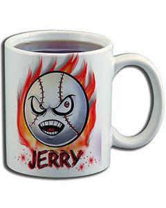 G001 Personalized Airbrush Baseball Ceramic Coffee Mug