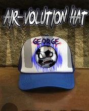 G002 Personalized Airbrush Soccer Ball Snapback Trucker Hat