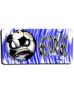 G002 Personalized Airbrush Soccer Ball License Plate Tag