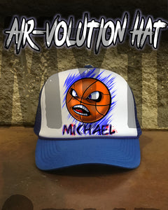 G004 Personalized Airbrush Basketball Snapback Trucker Hat