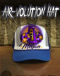 G005 Personalized Airbrush Cheer Pom Pom Snapback Trucker Hat