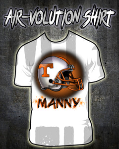 G006 Personalized Airbrush Football Helmet Tee Shirt