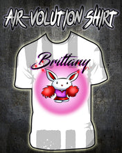 G009 Personalized Airbrush Cheer Bunny Pom Pom Tee Shirt