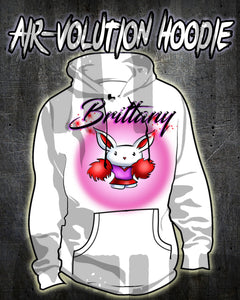 G009 Personalized Airbrush Cheer Bunny Pom Pom Hoodie Sweatshirt