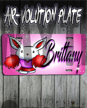 G009 Personalized Airbrush Cheer Bunny Pom Pom License Plate Tag