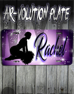 G010 Personalized Airbrush Cheerleader License Plate Tag