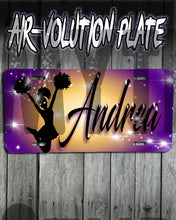 G011 Personalized Airbrush Cheer Pom Pom License Plate Tag