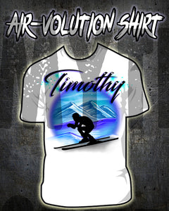 G015 Personalized Airbrush Skiing Tee Shirt
