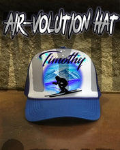 G015 Personalized Airbrush Skiing Snapback Trucker Hat