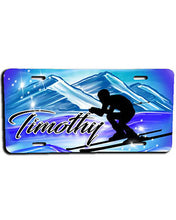 G015 Personalized Airbrush Skiing License Plate Tag