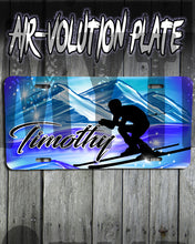 G015 Personalized Airbrush Skiing License Plate Tag