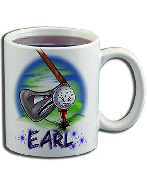 G016 Personalized Airbrush Golfing Ceramic Coffee Mug
