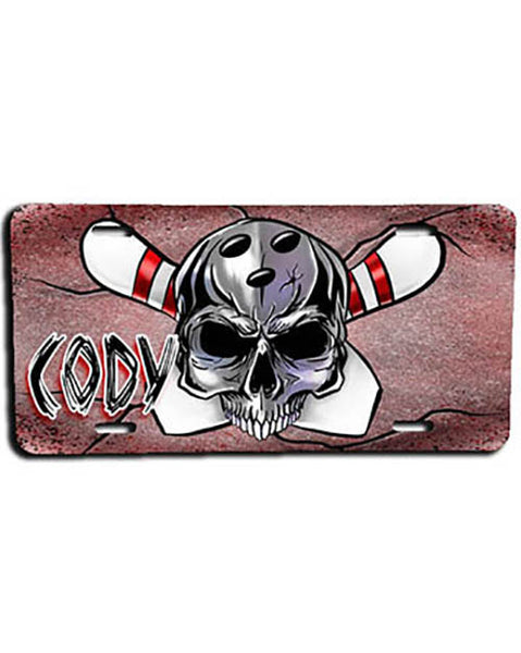 G017 Personalized Airbrush Bowling License Plate Tag