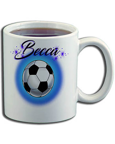 G022 Personalized Airbrush Soccer Ball Ceramic Coffee Mug