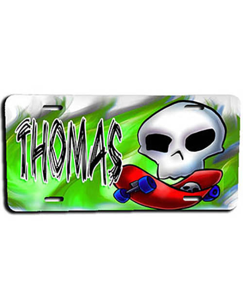 G023 Personalized Airbrush Skateboarding License Plate Tag