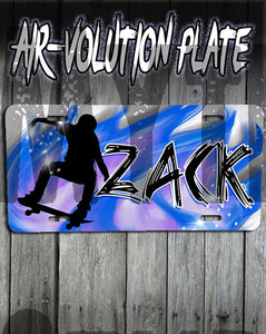 G024 Personalized Airbrush Skateboarding License Plate Tag