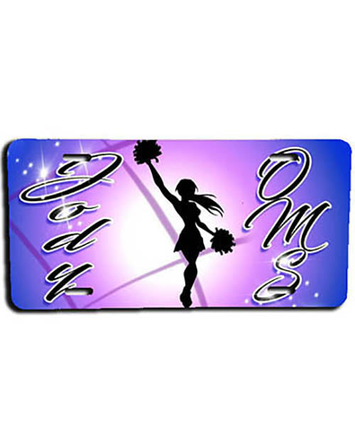 G026 Personalized Airbrush Cheer License Plate Tag