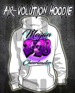 G027 Personalized Airbrush Cheerleading Hoodie Sweatshirt
