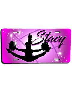 G029 Personalized Airbrush Cheerleading License Plate Tag
