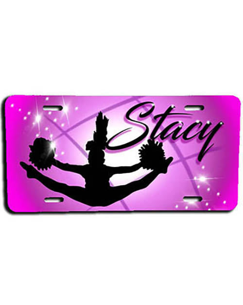 G029 Personalized Airbrush Cheerleading License Plate Tag