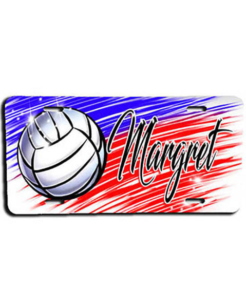 G031 Personalized Airbrush Volleyball License Plate Tag