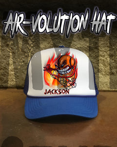 G034 Personalized Airbrush Basketball Snapback Trucker Hat
