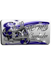 G037 Personalized Airbrush Megaphone and Pom Pom License Plate Tag