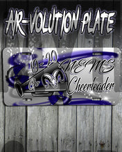 G037 Personalized Airbrush Megaphone and Pom Pom License Plate Tag