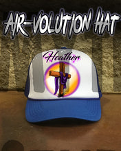 H003 Personalized Airbrushed Christian Cross Snapback Trucker Hat