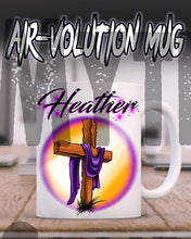 H003 Personalized Airbrushed Christian Cross Ceramic Coffee Mug