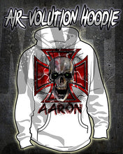 H007 Personalized Airbrushed Wicked Skull Maltese Cross Hoodie Sweatshirt