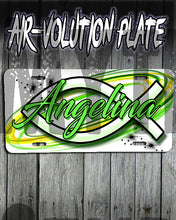 H008 Personalized Airbrushed Jesus Fish License Plate Tag