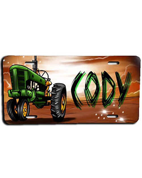 H009 Personalized Airbrushed Tractor License Plate Tag